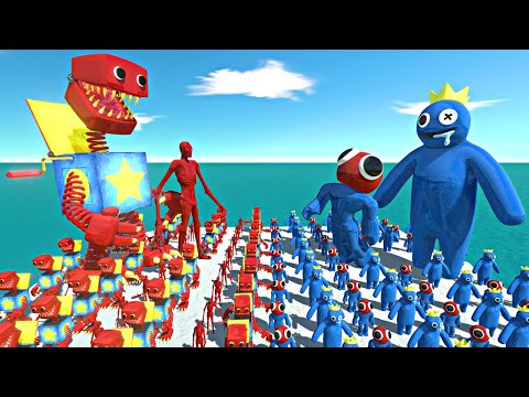 Boxy Boo + SCP-096 vs Rainbow Friends Blue + Rainbow Friends Red - Animal Revolt Battle Simulator