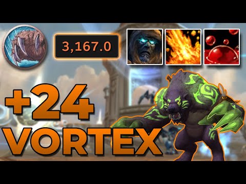 Guardian Druid M+ 24 Vortex Pinnacle Tyrannical | Three Minutes Under! | 10.1 WoW Dragonflight