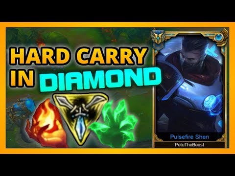 1v9 TRINITY FORCE SHEN! CHALLENGER SHEN MAIN HARD CARRYING IN DIAMOND