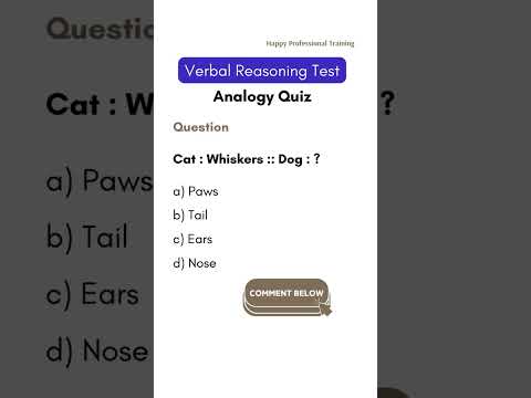 Analogy Quiz 2 - Verbal Reasoning #reasoning