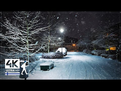 Walking in Heavy Snowfall, Finland (Järvenpää) - Therapeutic Slow TV 4K