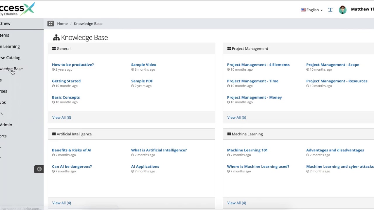 Knowledge Base - Add Category, Section and a Page