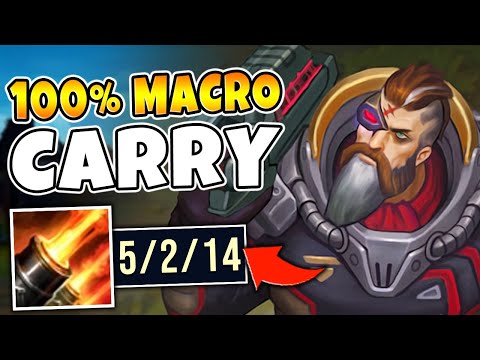 My bot lane fed like crazy but I carried | 100% MACRO CARRY - League of Legends