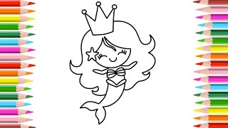 How to Draw a Mermaid | Mermaid Drawing and Coloring | Step-by-Step Mermaid Drawing for Kids