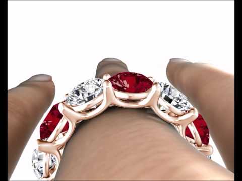 Round Cut Ruby & Diamond Eternity Ring