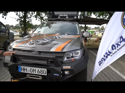 VW Amarok Rival Tuning 2020 Offroad Manufaktur Hamburg with roof tent and Alucab awning.