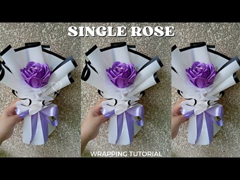 Single Rose Satin Bouquet/How to wrap single bouquet/Kath Ideal