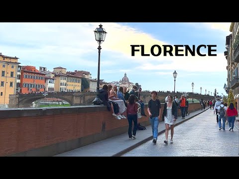[4K]🇮🇹 Florence, Italy Evening Walk: Basilica di Santa Croce, Galleria degli Uffizi 2023