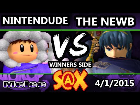 S@X - Nintendude (Ice Climbers) Vs. The Newb (Marth) SSBM Tournament - Smash Melee