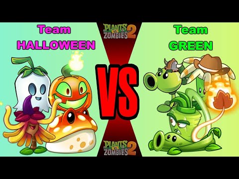 Team HALLOWEEN vs Team GREEN Plant - Who Will Win ? PvZ 2 Team Plant vs Team Plant
