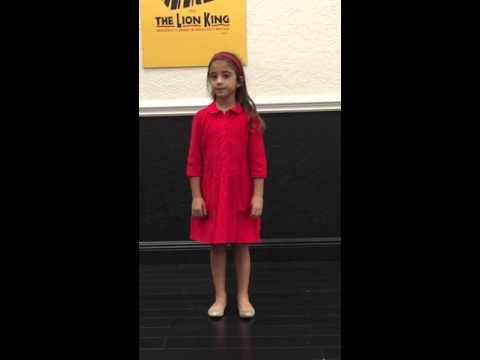 Reina Ozbay (6) sings Castle on a Cloud from Les Mis