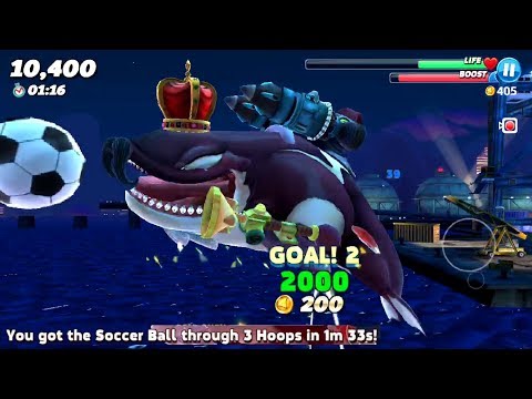 Soccer Ball through 3 Hoops Live Contest (Killer Whale) - Hungry Shark World