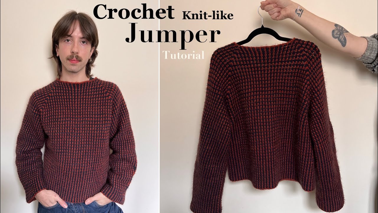 Knit-inspired Crochet Sweater Tutorial | striped moss stitch crochet jumper *IN-DEPTH*