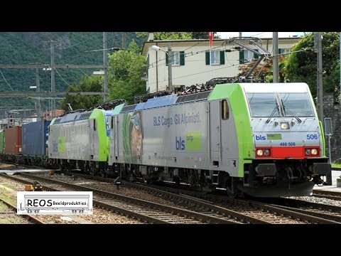 2013-05 [HD] Lugano Station, now in HD; Freight and passenger services - SBB BLS Crossrail DB