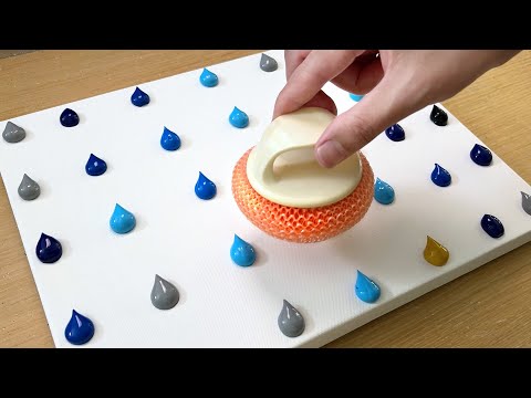 How to Draw a Couple Walking in the Rain / Blue Acrylic Painting