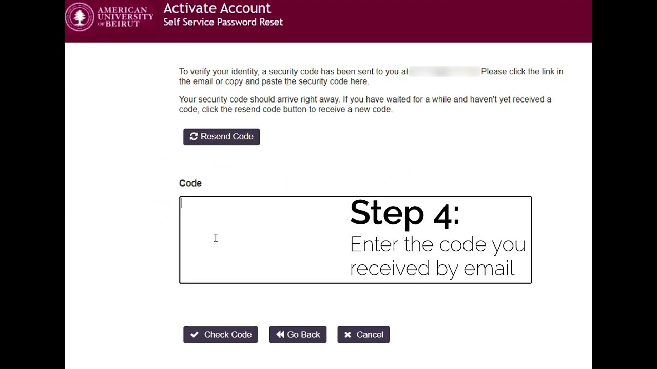 Step 1- Activate your AUB Account
