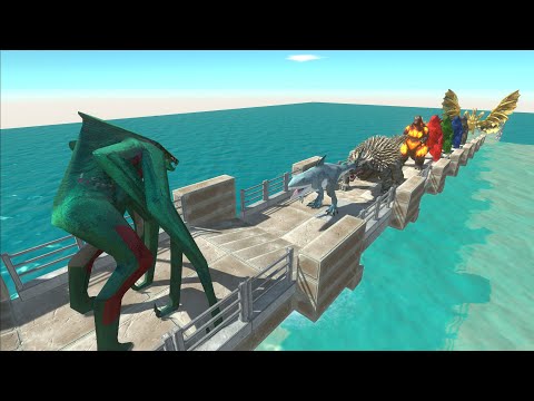 MUTO FEMALE SPINO SQUIDGAME VS GHIDORAH LAVA DEATH CLIMB- Animal Revolt Battle Simulator
