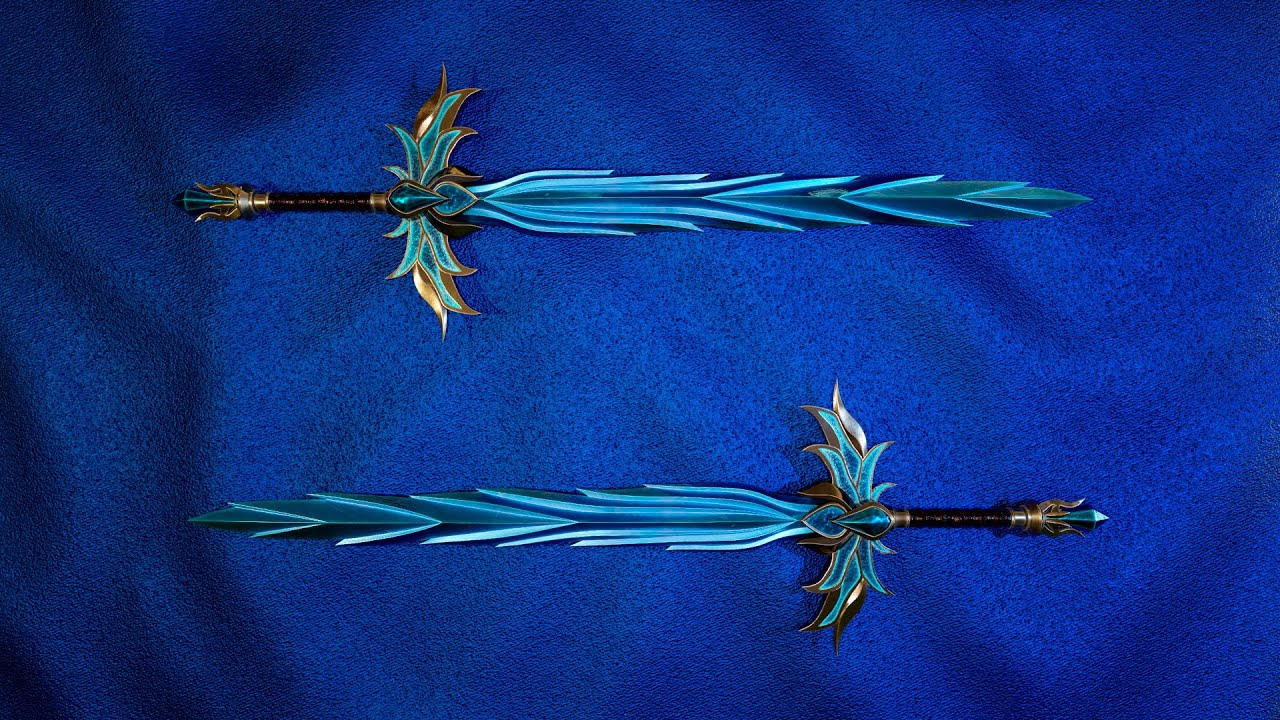 3D Low-Poly Model Ice Sword