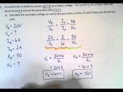 Transformer Equation Example Problems