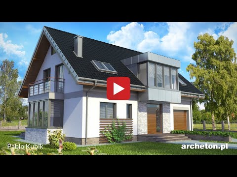 Projekt domu Pablo Kubik - archeton.pl z poddaszem użytkowym 200,3 m2