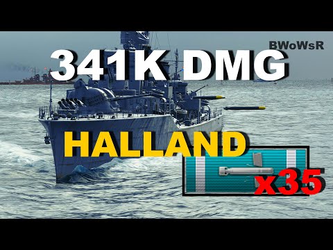 HALLAND - 341K DMG - 35 Torp -  World of Warships