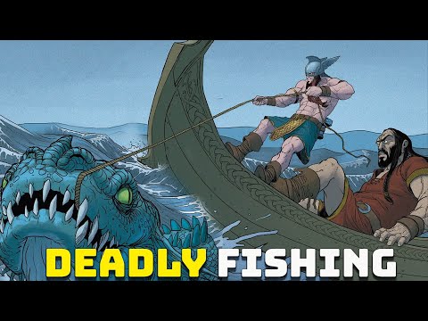 Thor Tries to Catch The World Serpent - Jormungand  - Norse Mythology