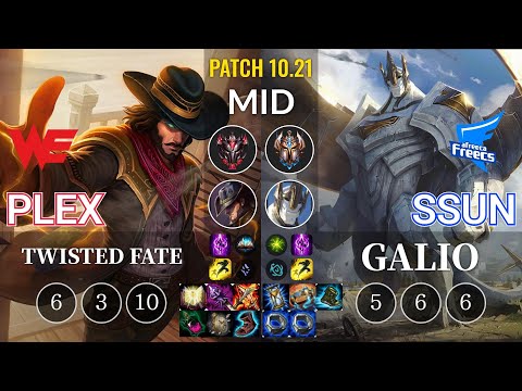 WE Plex Twisted Fate vs AF SSUN Galio Mid - KR Patch 10.21