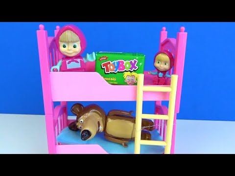 Koca Ayıdan gizli Toybox açan Maşa ranzadan düşüyor Toybox sürpriz kutu açıyoruz ve sihirbazlık ifşa