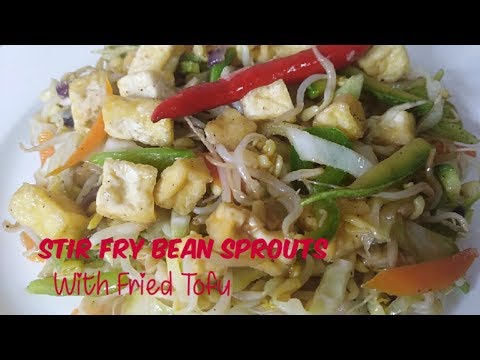 Stir Fry Bean Sprouts With Fried Tofu/ Vegan Recipe /Togue Recipe