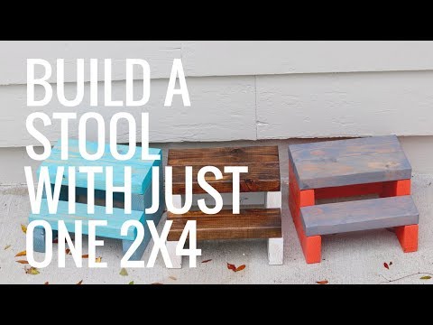 Part of a video titled EASY DIY KIDS STOOL WITH JUST ONE 2x4 - YouTube