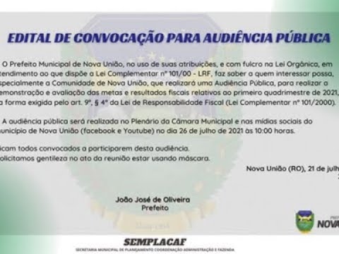 Audiência Pública Avaliação do cumprimento das metas fiscais 1º SEMESTRE DE 2025
