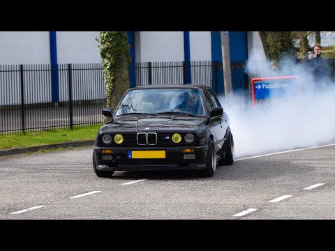 BMW E30 going Wild when SPORTCARS arriving on a Carmeet [Paastour 2021]