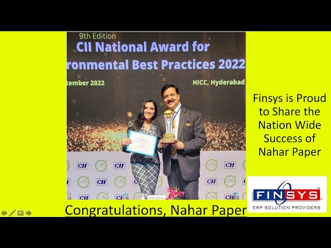 Nahar Paper CII Award - 9th CII National Award for Environment Best Practices, 2022. Hyderabad
