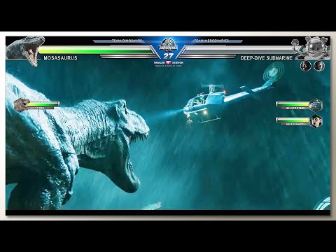 Mosasaurus & T-Rex vs Mercenaries with Healthbars