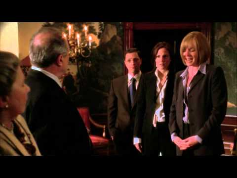 The West Wings CJ Cregg laughs hysterically at a womans wild voice.