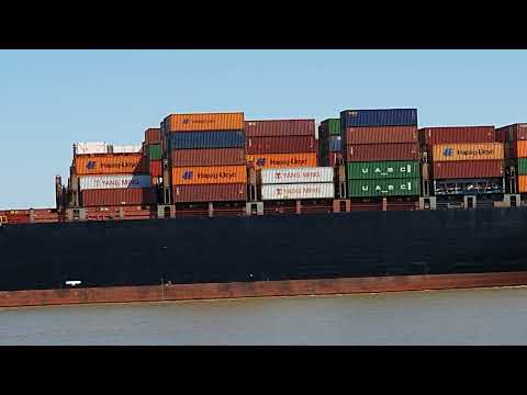Hapag Lloyd Containerschiff Einfahrt Hafen Hamburg Elbe