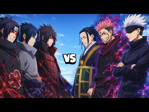 Gojo Sukuna & Kenjaku vs Itachi Madara & Sasuke 🤯 #animebattle 