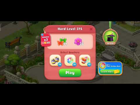 Gardenscapes Level 375 Walkthrough "No Boosters Used"