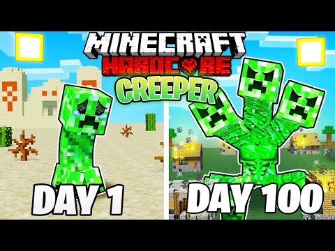 I Survived 100 DAYS as a CREEPER in HARDCORE Minecraft!