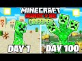 I Survived 100 DAYS As A CREEPER In HARDCORE Minecraft