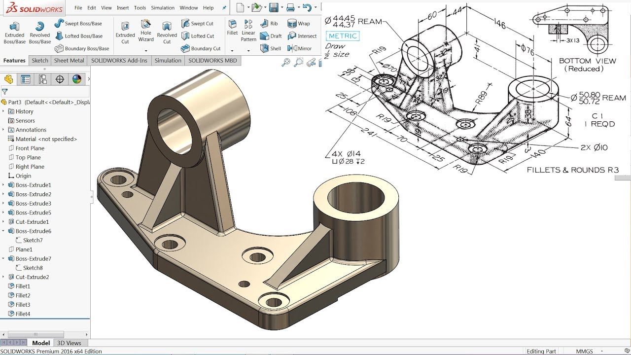 SolidWorks Tutorial for beginners Exercise 49