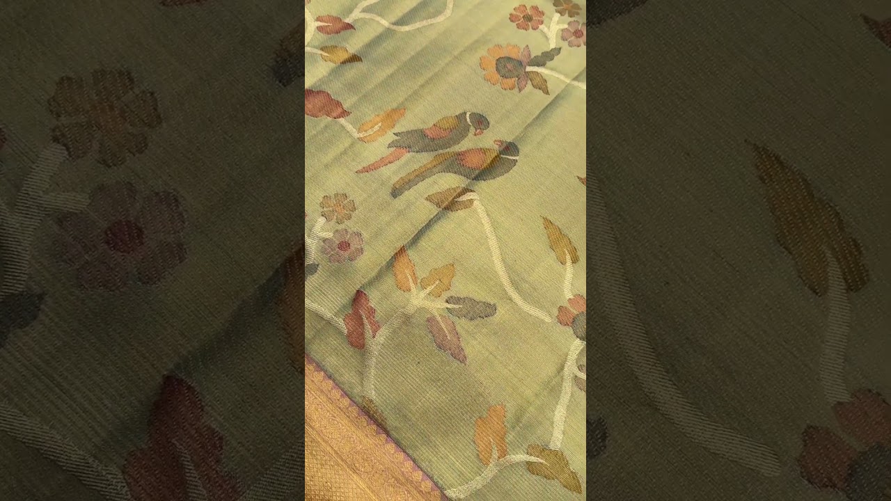 Kanchipattu Tissue Brocade Aqua Green Saree by Kalanjali.