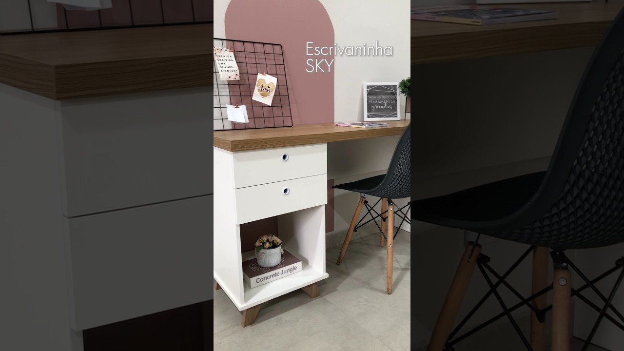 Thumbnail do vídeo - Escrivaninha Sky - Olmo/Branco