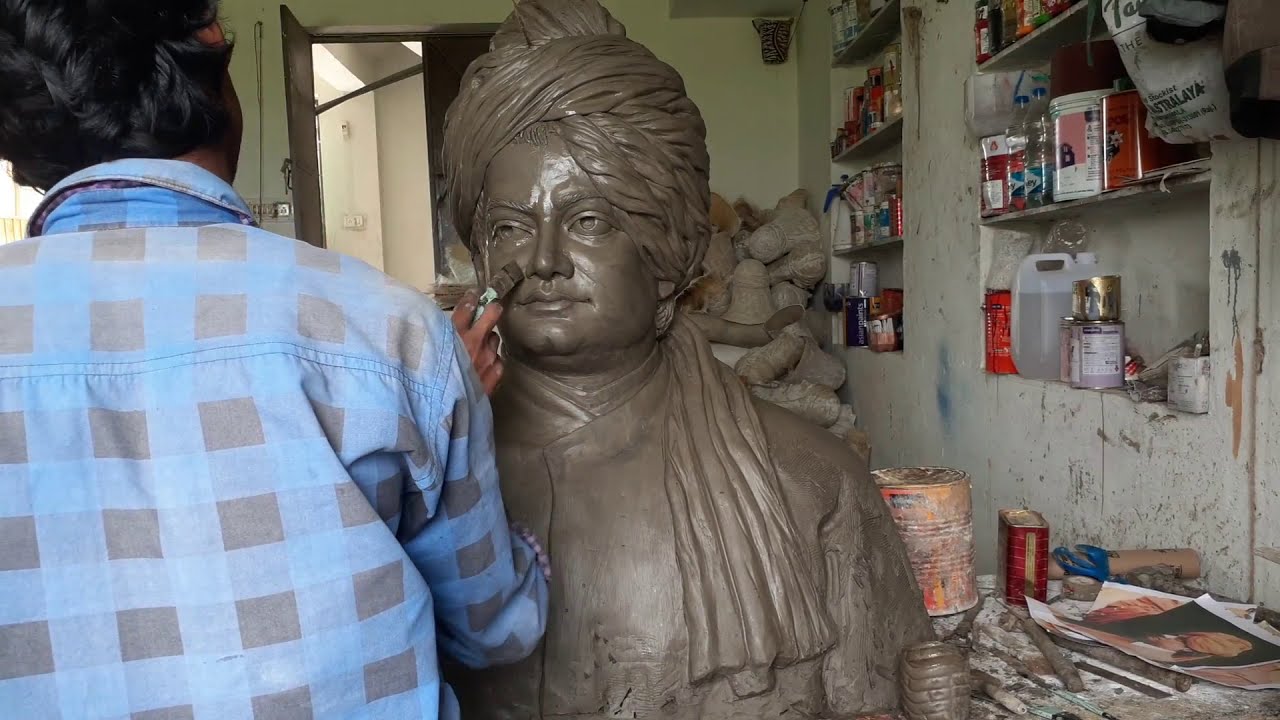 how to make clay sculpture swami vivekananda statue by ayan haldar