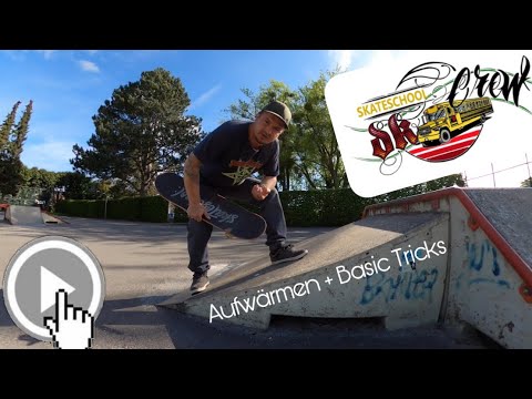 Skateboard fahren lernen - Aufwärmen + Basic Tricks Anfänger / Aufsteiger Skate Park @darius_krzyminski
