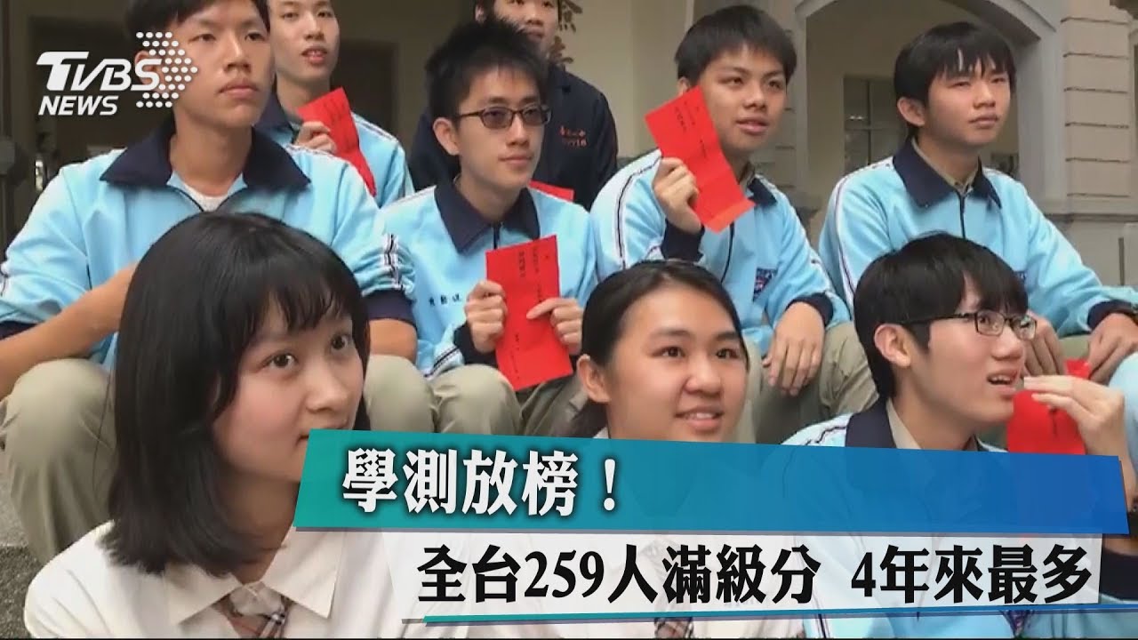 學測放榜!全台259人滿級分 4年來最多