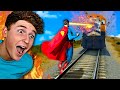 Can SUPERHEROES Stop The TRAIN In GTA 5..? (Mods)