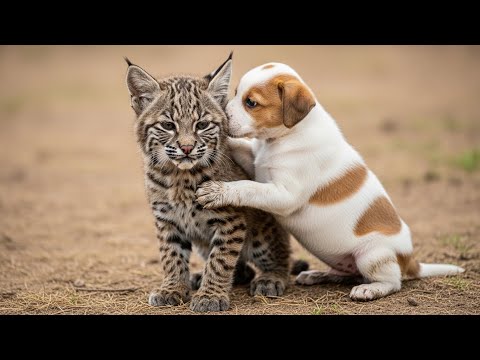 Dying Bobcat Cub Refused to Eat—Until They Put a Deaf Puppy in His Cage