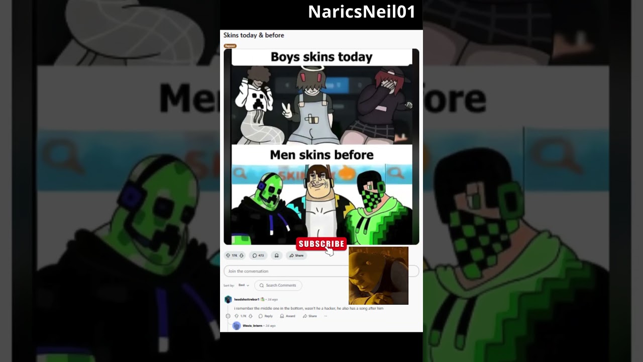 Boys Skins Today vs. Men Skins Before 😳 #MinecraftSkins #RedditMeme