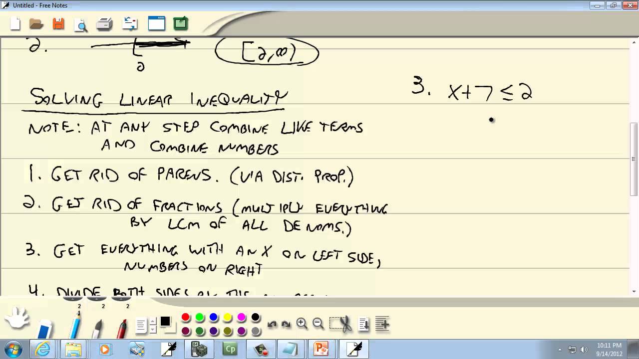 Elementary Algebra: Solving Linear Inequalities in One Variable